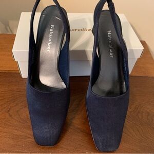 Naturalizer Blue Slingback Heels with Square Toe